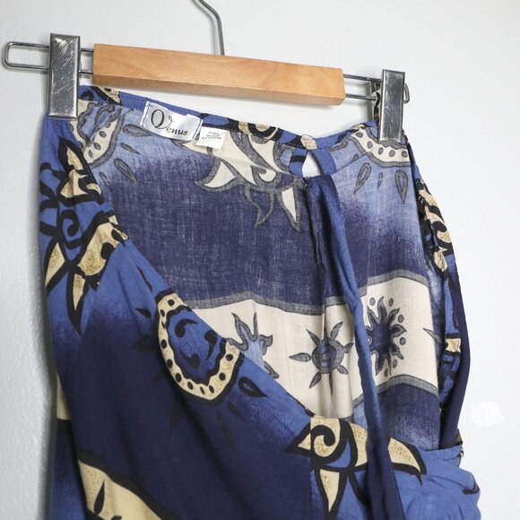 Vintage 90s Venus Sun & Moon Print Rayon Crop Top Wrap Maxi Skirt Co-ord Set - Picture 9 of 15